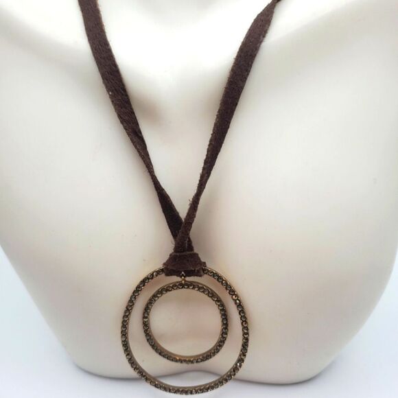 Swarovski crystal double circle pendulum necklace - Picture 1 of 2
